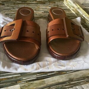 Chloe Tan Leather Mules